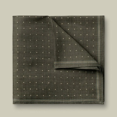 Charles Tyrwhitt Linen Silk Spot Pocket Square Olive Green
