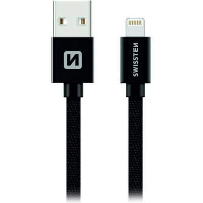 Swissten kabel Textile Lightning 1,2m, černá