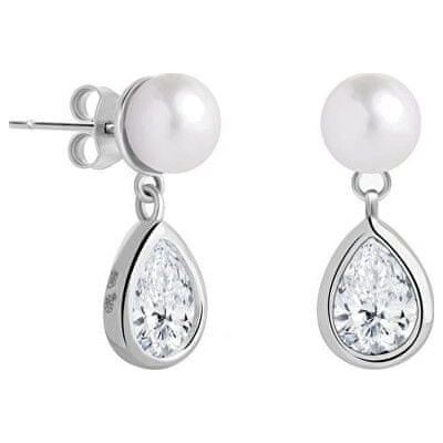 Preciosa elegantné strieborné náušnice s pravou perlou Pure Pearl 5337 00