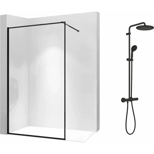 Grohe Комплект душ кабина Rea Bler-1 Walk-In, черен цвят 80x195 см и душ колона Grohe Vitalio Start, черен цвят (5902557337514+266772431)