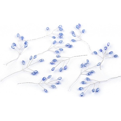 Prima-obchod Větvička drátěná s broušenými korálky hand made, barva 5 sapphire stříbrná