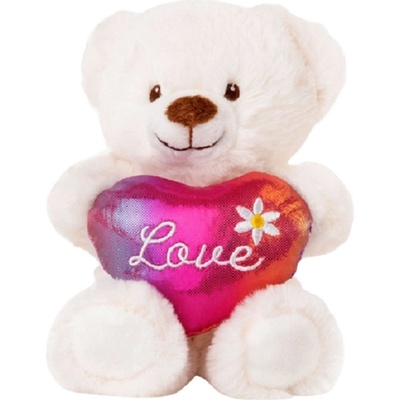 Амек Тойс Плюшена играчка Амек Тойс - Мече с хамелеоново сърце, бяло, 16 сm (030112-1)