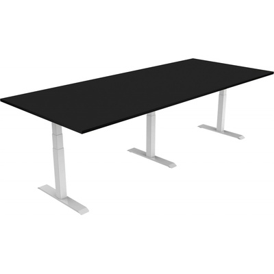 DELSO Jednací elektrický výškově nastavitelný stůl MEETOR 240x90cm - Bílá, Černá