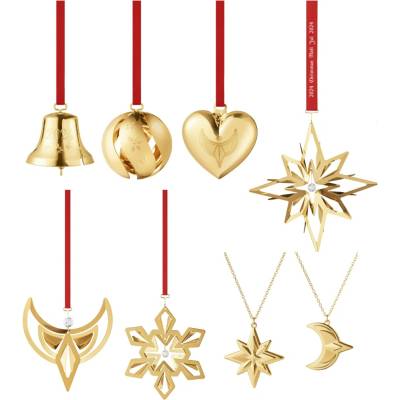 Georg Jensen Sada 8 pozlacených vánočních ozdob 2024 speciální edice, zlatá barva