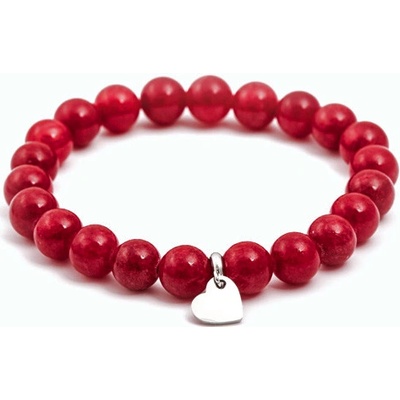 Agato Korálkový náramek z jadeitu s přívěskem srdíčka MINK97/17