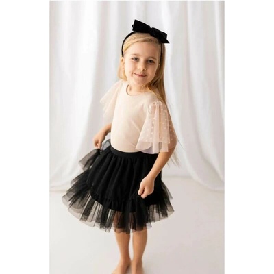 Lily Grey tylová sukně s volánkem černá – Zboží Mobilmania