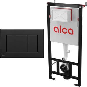 Alcadrain Комплект тоалетно казанче с вградена рамка Alca AM101/1120 и бутон Basic M278, матово черно (AM101/1120+M278)