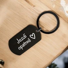 Přívěsek na klíče Ahome Kovová černá Jezdi opatrně