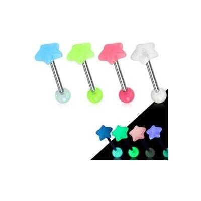 Piercingate piercing do jazyka svítící hvězdička PCI00297 modrá