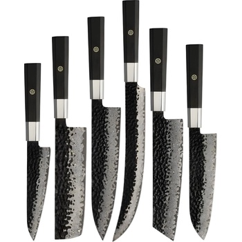 HARAHU Комплект дамаски кухненски ножове yu-37442 - Кафяв kp37442 (yu-37442)