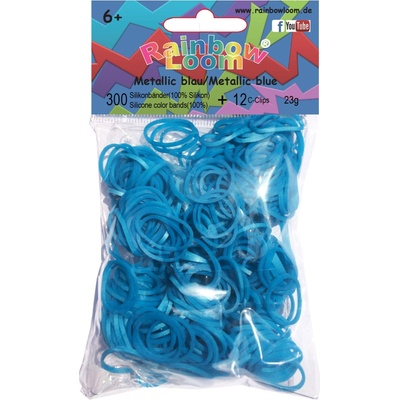 Rainbow Loom Original gumičky 300 kusov modrá metalíza