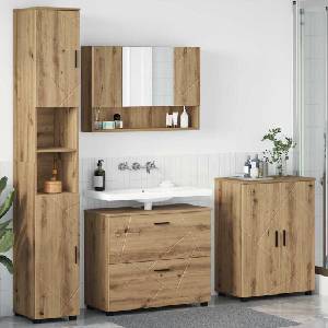 vidaXL Комплект мебели за баня 4 бр. Дъб 35 x 30 x 192 см (3393092)