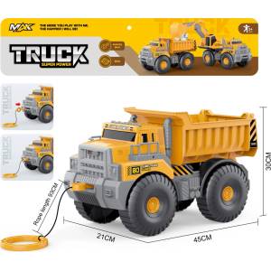 Babyhome Голям детски самосвал Max Truck Super Power с въже за дърпане и подвижно каросери (45 см)