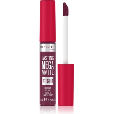 Rimmel Lasting Mega Matte леко течно матиращо червило 16 часа цвят Rock Me Purple 7, 4ml