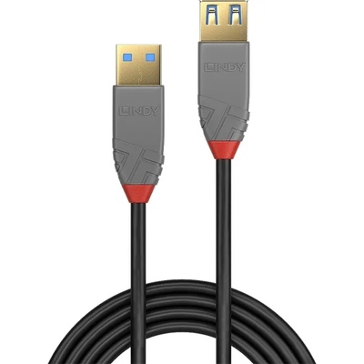 Lindy Кабел Lindy Anthra Line, от USB Type-A 3.0 (м) към USB Type-A 3.0 (ж), 1.0 м, черен (LNY-36761)