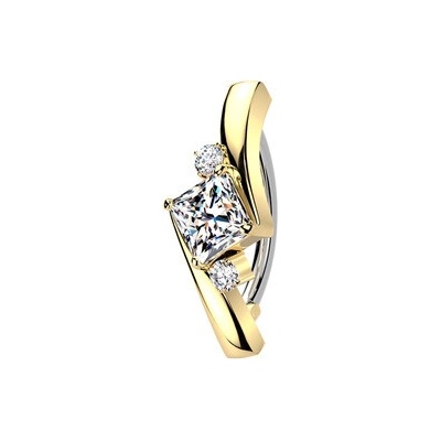 Šperky4U Zlacený piercing do pupíku se štítem WP0113-GD