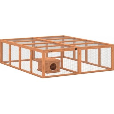 PawHut dřevěná králíkárna s volným výběhem 180,4 x 150 x 48 cm oranžová