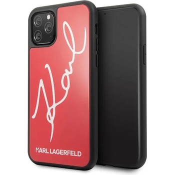 KARL LAGERFELD Предпазен калъф Karl Lagerfeld Signature Glitter, За Apple iPhone 11 Pro Max, Червен (KXG0015421)