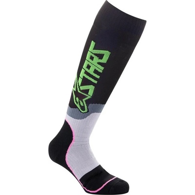 Alpine stars ponožky MX PLUS-2 SOCKS černá/zelená neon/růžová fluo