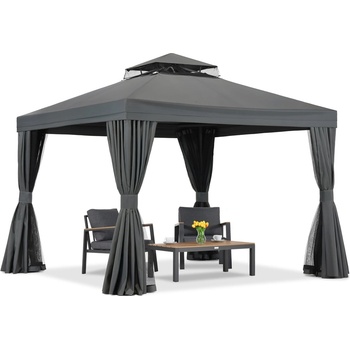 Garden Point Градински павилион с мрежа против комари и завеси Valencia 3x3 антрацит Garden Point (GAP1118)