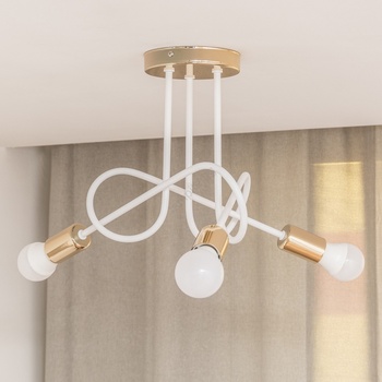 Helam Повърхностно монтиран плафон OXFORD 3xE27/15W/230V, златист/бял (HE1760)