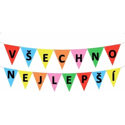 Vlaječková girlanda Všechno nejlepší písmena 225x21cm – Zbozi.Blesk.cz
