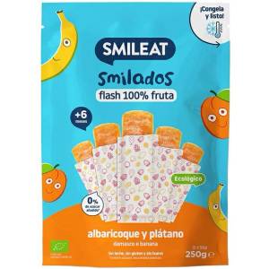 Smileat ОРГАНИЧНИ 100% плодови сладоледи за замразяване кайсия и банан 5 бр. 6m+, 250гр