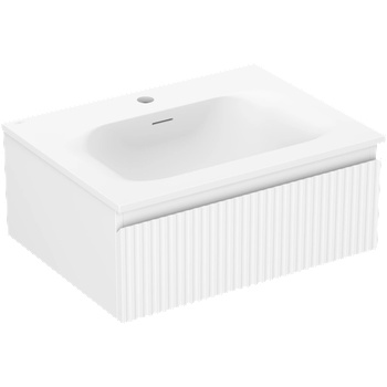 Mexen Rivel шкаф за баня 60 см с мивка Vela, 1 чекмедже, набразден, бял мат - 91A20-06023-1-BF01-W23M01 (91A20-06023-1-BF01-W23M01)