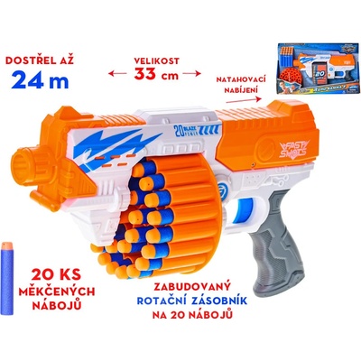 Mikrotrading Pistole 33 cm se zásobníkem pěnových nábojů 20 ks