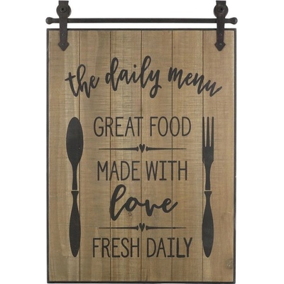 Hnědá kovovo-dřevěná nástěnná cedule The Daily Menu – 38*2*57 cm - Chic Antique