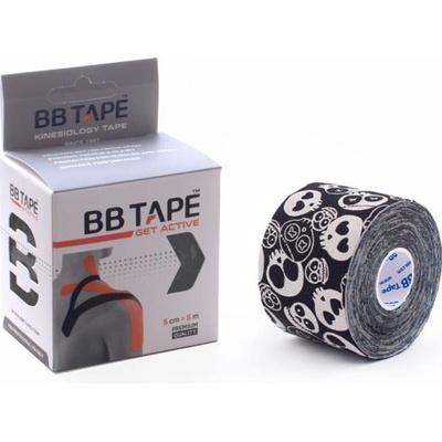 BB Tape Kineziologický tejp čierna s lebkami 5m x 5cm