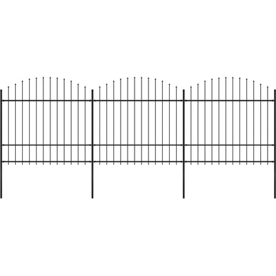 vidaXL Zahradní plot s kopím nahoře ocelový 537 x 175 cm černý 277741