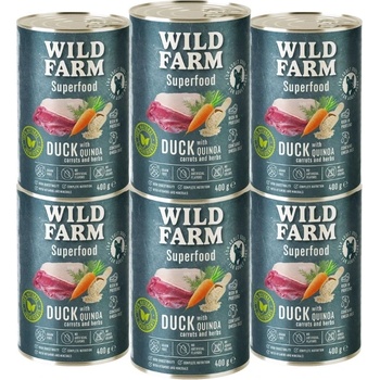 WILD FARM Superfood Duck 6x400g беззърнена храна за кучета