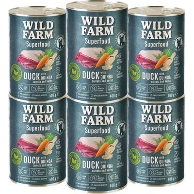 WILD FARM Superfood Duck 6x400g беззърнена храна за кучета