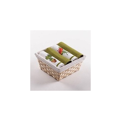 Matějovský KOŠÍK UTIEROK KAKTUSY TROPIC, 100% BAVLNA, Košík 4x utierka 40x60cm