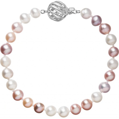 Pavona perlový náramek z říčních perel se zapínáním z bílého 14 karátového zlata 823004.3/9264B multi
