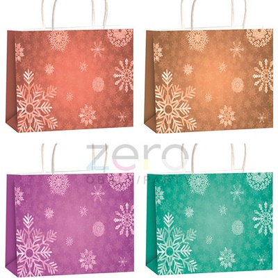 Taška papírová dárková 45,5x33x10,5 cm (lak) - vánoční s glitry (mix)
