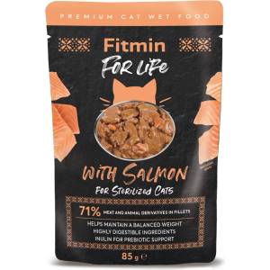Dibaq Fitmin For Life Джоб със сьомга за кастрирани котки 85 g