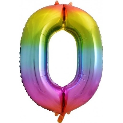 Fóliový balónek číslo 0 duhový 85 cm