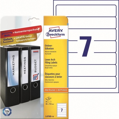 Avery Zweckform 10 listů, A4, bílé L4760-10