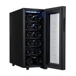 Adler Охладител за вино Adler AD-8083, 33L, 12 бутилки, Стъкло с UV филтри, Цифров дисплей, Термостат, Черен (AD-8083) - potrebno Ледогенератор