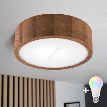 Brilagi - LED RGBW димируема плафонна лампа CARVALHO 1xE27/15W/230V Wi-Fi дъб Ø 27, 5 см (LEDBG0845)