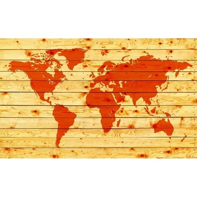 Preinterier FT3649 Fototapeta na stenu Mapa sveta – drevená vlies 104cm x 70cm
