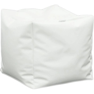 PUFRELAX Пуф, 100л. , Табуретка Куб XL, Teteron White, Перящ се калъф, за открито, Пълнеж от Полистиролни перли, 8283 (PUF-G-CXL-TEX-WH) - topmarket