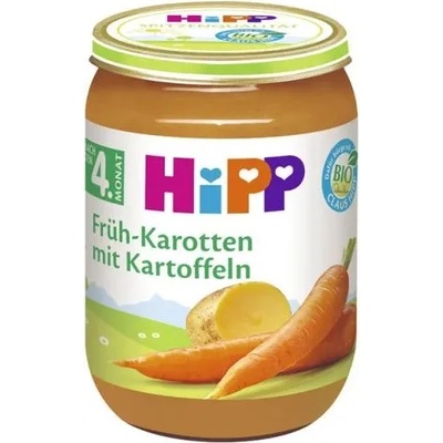 Hipp Био зеленчуково пюре Hipp - Ранни моркови и картофи, 190 g (4110)