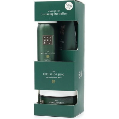Rituals The Ritual Of Jing 3 Relaxing Bestsellers dárková sada: sprchová pěna 50 ml + telový krém 70 ml + tělový peeling 125 g