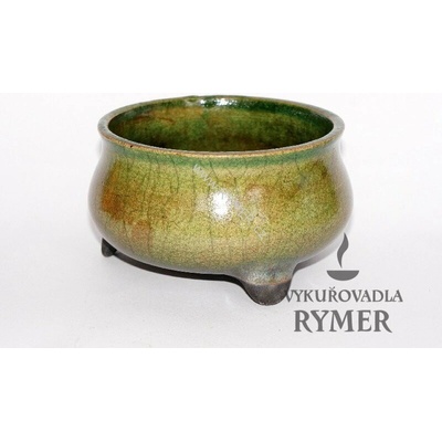 Kadidelnice keramická, RAKU miska III./zelená