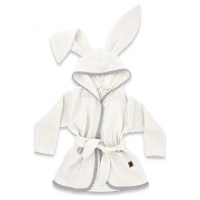 Baby Nellys Dětský mušelínový župan s oušky Bunny smetanový