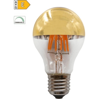 Diolamp LED Filament zrcadlová žárovka A60 8W/230V/E27/2700K/900Lm/180°/DIM, zlatý vrchlík