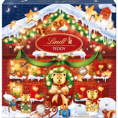 LINDT Adventný Kalendár Teddy mliečna čokoláda 124 g